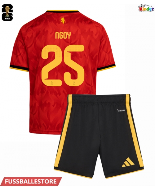 Günstige Belgien Nathan Ngoy #25 Heimtrikotsatz Kinder WM 2026 Kurzarm (+ Kurze Hosen)